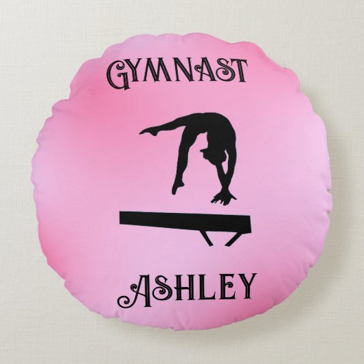 Balance Beam Pink Blush Gymnastik Rundes Kissen (Vorderseite)