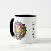 "Balance lebendige Löwengeometrische Kunst" Tasse (Vorderseite Links)