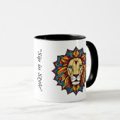 "Balance lebendige Löwengeometrische Kunst" Tasse (VorderseiteRechts)