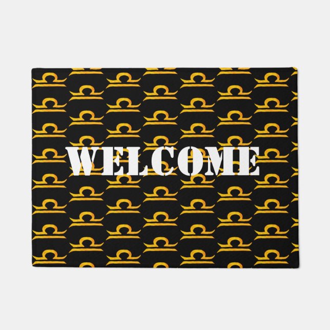 Balance, Libra Golden Zodiac Zeichen Fußmatte (Vorderseite)