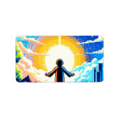 Balance of Worlds - Futuristische Pixel Art Tech Adressaufkleber (Vorne)