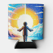 Balance of Worlds - Futuristische Pixel Art Tech Dosenkühler (Vorderseite)