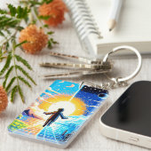 Balance of Worlds - Futuristische Pixel Art Tech Schlüsselanhänger (Vorderseite rechts)