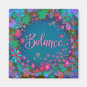 Balance Trendy Inspirational Hübsch Blue Floral Magnet (Vorne)