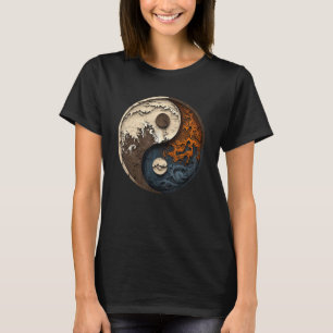 Balance und Harmonie Yin Yang Symbol Ozean Wald T-Shirt