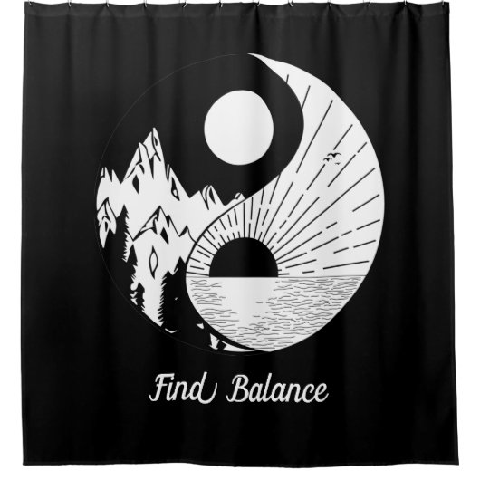 Balance Zen Yin Yang Schwarz-weiß Duschvorhang (Vorderseite)