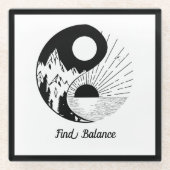 Balance Zen Yin Yang Schwarz-weiß Glasuntersetzer (Vorderseite)