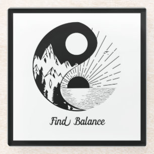 Balance Zen Yin Yang Schwarz-weiß Glasuntersetzer