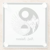 Balance Zen Yin Yang Schwarz-weiß Glasuntersetzer (Rückseite)
