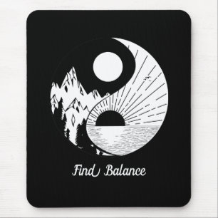 Balance Zen Yin Yang Schwarz-weiß Mousepad