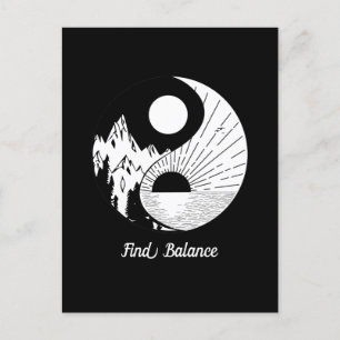 Balance Zen Yin Yang Schwarz-weiß Postkarte