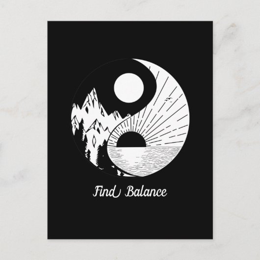 Balance Zen Yin Yang Schwarz-weiß Postkarte (Vorderseite)