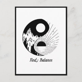 Balance Zen Yin Yang Schwarz-weiß Postkarte