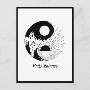 Balance Zen Yin Yang Schwarz-weiß Postkarte