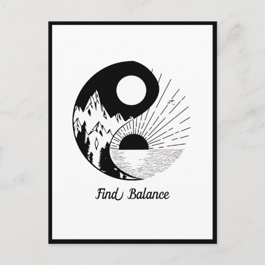 Balance Zen Yin Yang Schwarz-weiß Postkarte (Vorderseite)