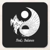 Balance Zen Yin Yang Schwarz-weiß Rechteckiger Pappuntersetzer (Vorderseite)