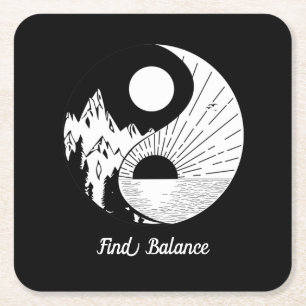 Balance Zen Yin Yang Schwarz-weiß Rechteckiger Pappuntersetzer