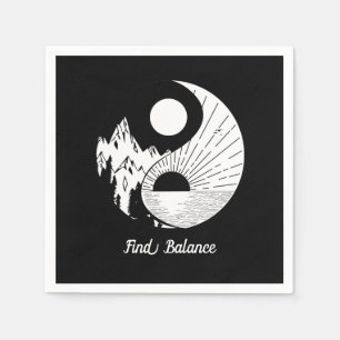 Balance Zen Yin Yang Schwarz-weiß Serviette