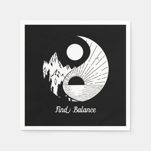 Balance Zen Yin Yang Schwarz-weiß Serviette (Vorderseite)