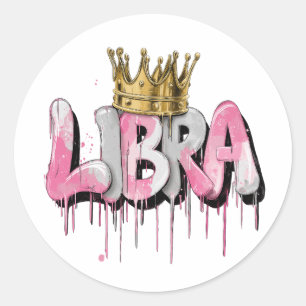 Balanced Libra Zodiac Graffiti Airbrush mit Crown Runder Aufkleber