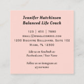 Balanced Life Coach Wellness Quadratische Visitenkarte (Rückseite)
