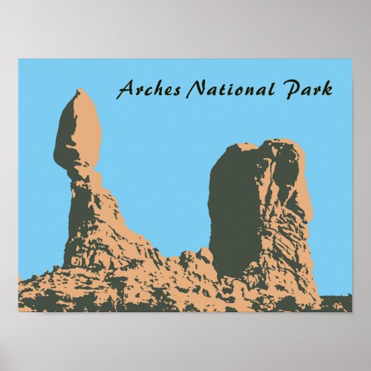 Balanced rock in Arches National Park- Utah, USA Poster (Vorne)
