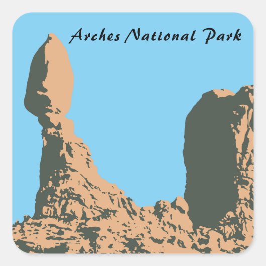 Balanced rock in Arches National Park- Utah, USA Quadratischer Aufkleber (Vorderseite)