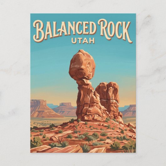 Balanced Rock Moab Utah Postkarte (Vorderseite)