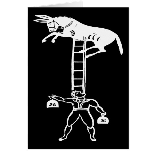 Balancieren einer lebenden Esel ~ Karte (Vorne)