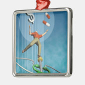 Balancierende Drogen des Mannes und Dollarzeichen Ornament Aus Metall (Links)