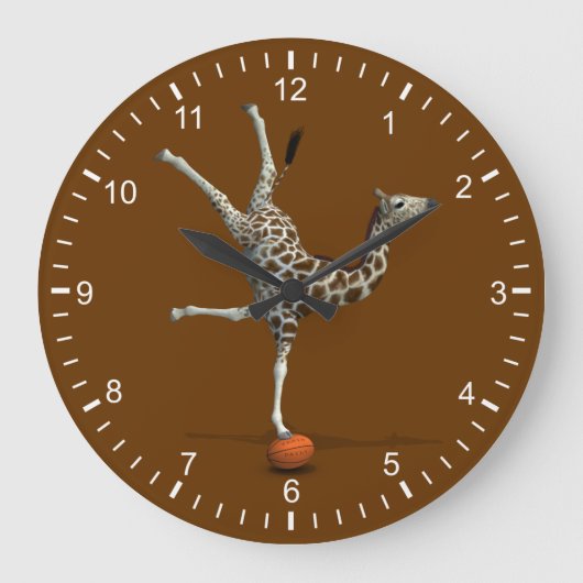 Balancierende Giraffe Große Wanduhr (Vorderseite)