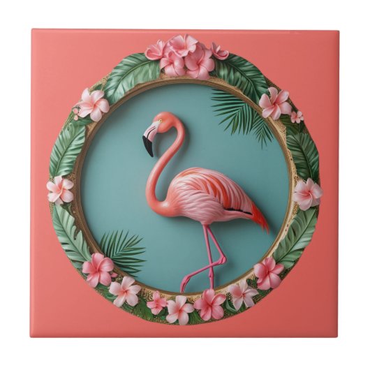 Balancierender Flamingo Fliese (Vorderseite)