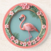 Balancierender Flamingo Rund Sandstein Getränkeuntersetzer (Vorne)