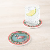 Balancierender Flamingo Rund Sandstein Getränkeuntersetzer (Seite)