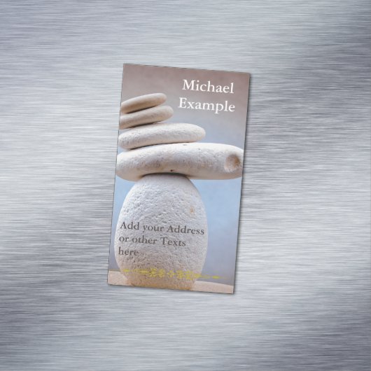 Balancierendes Stein-Quadrat + Ihr Text u. Ideen Magnetische Visitenkarte (Beispiel)