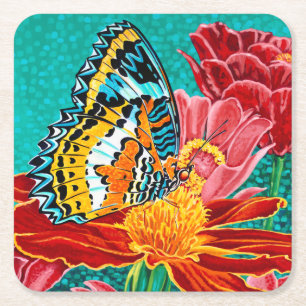 Balancierter Schmetterling I Rechteckiger Pappuntersetzer