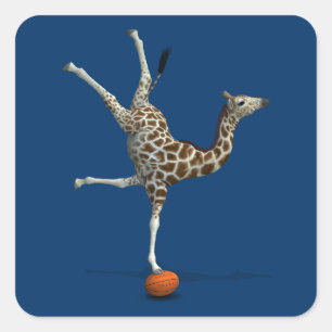 Balancing Giraffe Quadratischer Aufkleber