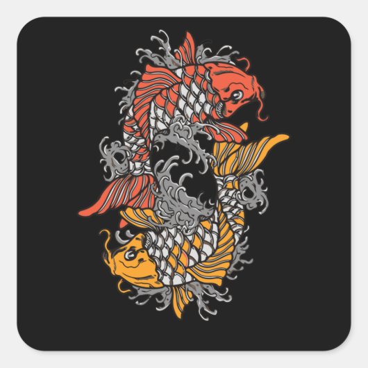 Balancing Koi Quadratischer Aufkleber (Vorderseite)