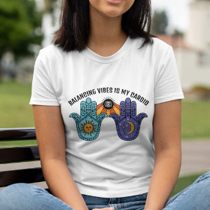 Balancing Vibes Sun & Moon Celestial Hamsa T-Shirt