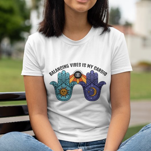 Balancing Vibes Sun & Moon Celestial Hamsa T-Shirt