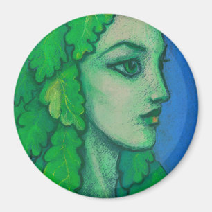 Balanis, Dryade, grüne Blätter, Waldgöttin, Kunst Magnet