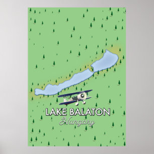 Balaton Ungarn Karte Poster
