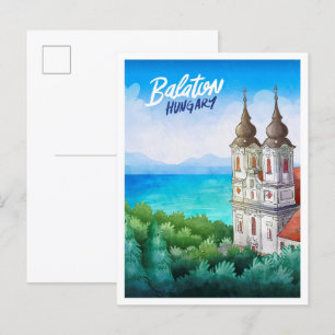Balaton Ungarn Kunst Aquarell Reise  Postkarte