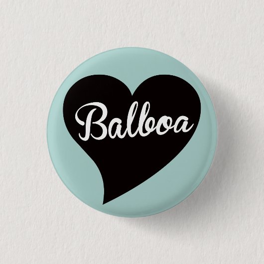 Balboa Black Heart Powder Blue Button (Vorderseite)