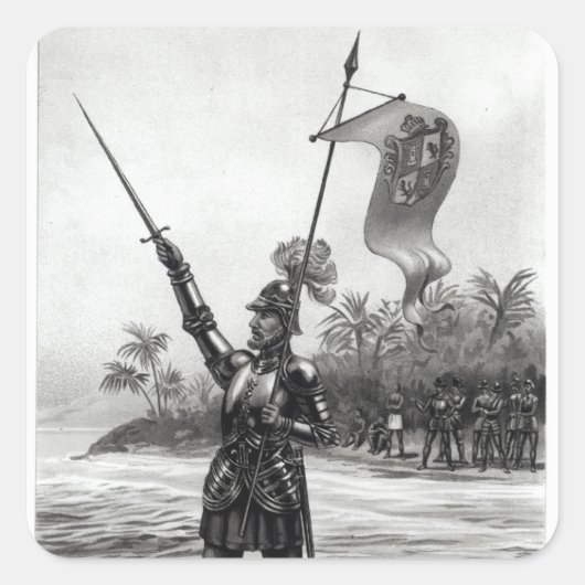Balboa Claiming Dominion Quadratischer Aufkleber (Vorderseite)