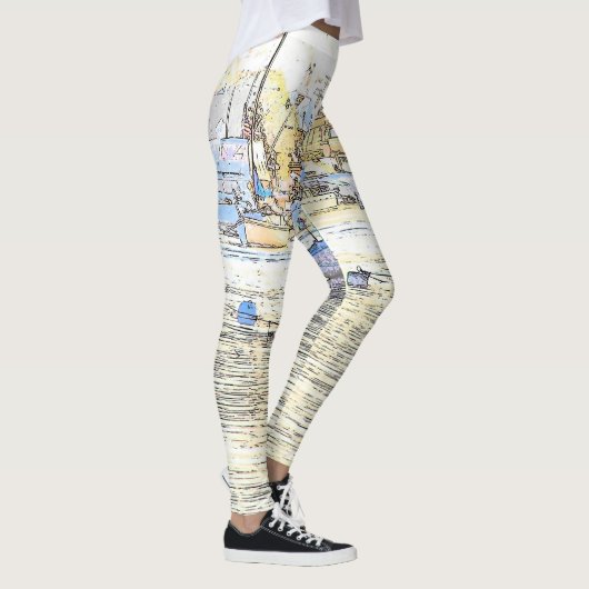 Balboa-Insel-Segelboote ganz über Druck-Leggings Leggings (Rechts)