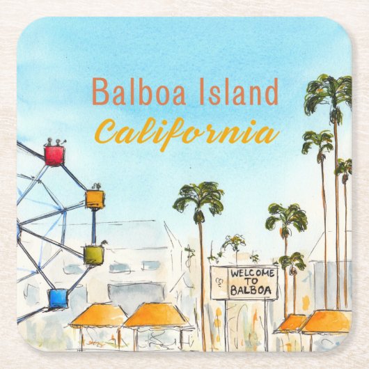 Balboa Island Newport Beach Coaster Rechteckiger Pappuntersetzer (Vorderseite)