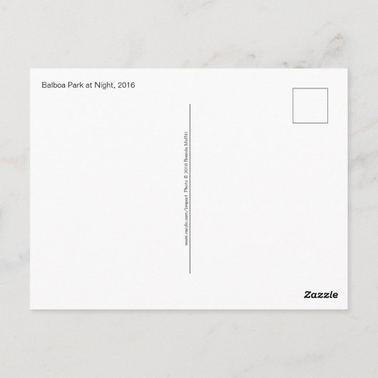 Balboa Park at Night Tower Dome Architecture Postkarte (Rückseite)