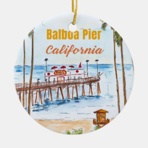 Balboa Pier Newport Beach Schmuck Keramik Ornament