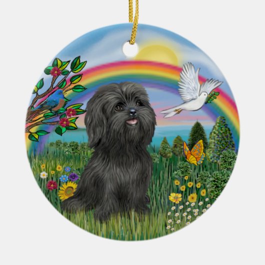 Balck Shih Tzu in Rainbow Bridge Ornament (Vorne)